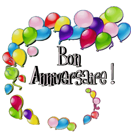 012 Ballons - Confetis Bon Anniversaire Français Messages 