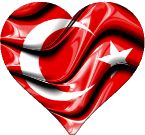 Coeur Turquie Asie Drapeaux 