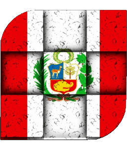 Square Peru America Flags 