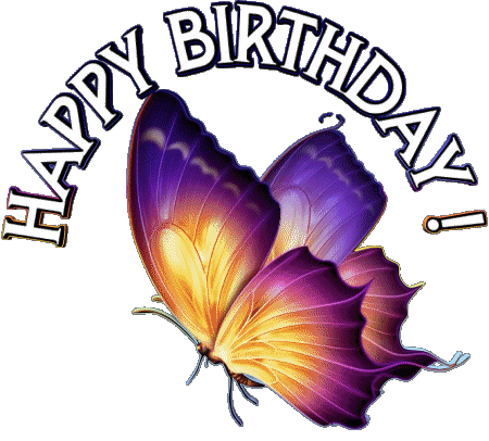 001 Fondo transparente Butterflies Happy Birthday Inglés Mensajes 