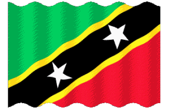 Waving Saint Kitts and Nevis America Flags 