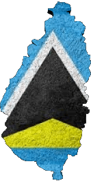 Map St. Lucia America Flags 