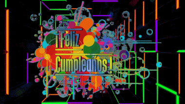 001 Fond Animé Abstracto - Geométrico Feliz Cumpleaños Espagnol Messages 