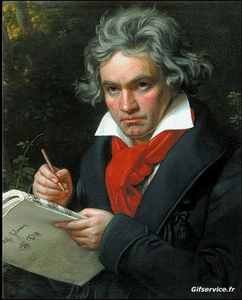 Joseph Karl Stieler - Portrait de Ludwig van Beethoven-Joseph Karl Stieler - Portrait de Ludwig van Beethoven recreación de arte covid de contención desafío 2 Varias pinturas Morphing - Parece Humor - Fun 