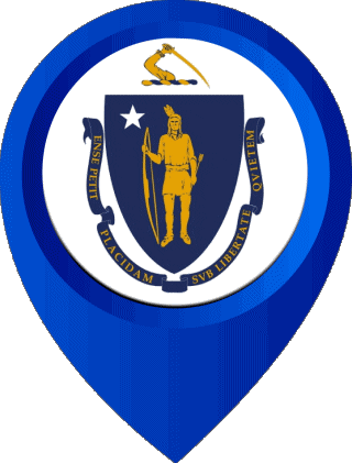 Marcador de ubicación Massachusetts U.S.A - Estados América Banderas 