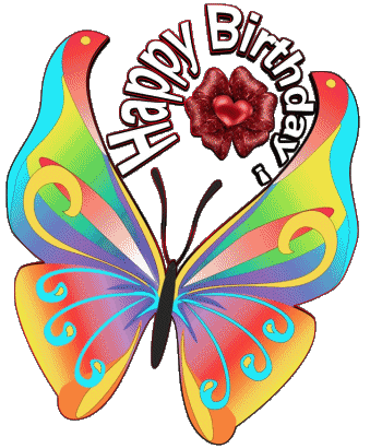 003 Sfondo trasparente Butterflies Happy Birthday Inglese Messagi 