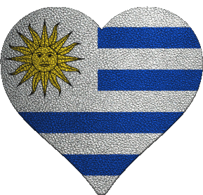 Heart Uruguay America Flags 