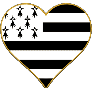 Coeur Bretagne Régions France Drapeaux 