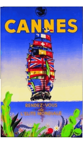 Cannes-Cannes France Cote d Azur Poster retrò - Luoghi ARTE Umorismo -  Fun 
