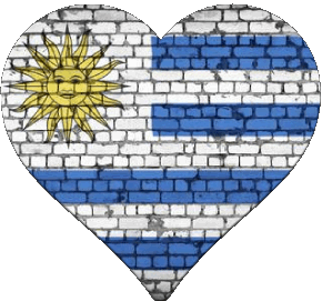 Heart Uruguay America Flags 