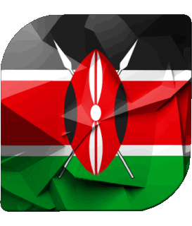 Square Kenya Africa Flags 