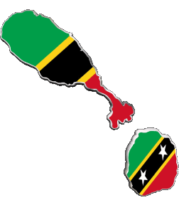 Karte St. Kitts und Nevis Amerika Fahnen 