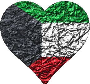 Corazón Kuwait Asia Banderas 