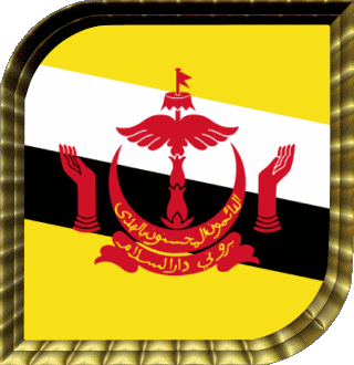 Carré Brunei Asie Drapeaux 