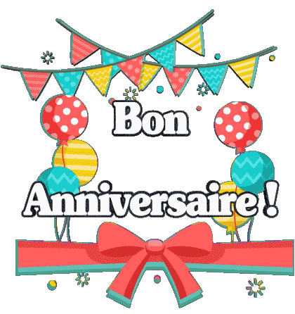 006 Ballons - Confetis Bon Anniversaire French Messages 