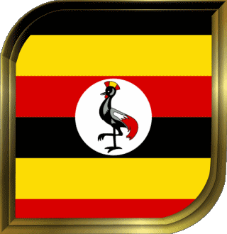Square Uganda Africa Flags 