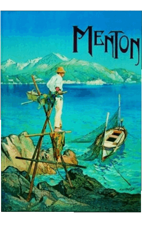 Menton-Menton France Cote d Azur Retro Poster - Orte Humor -  Fun 