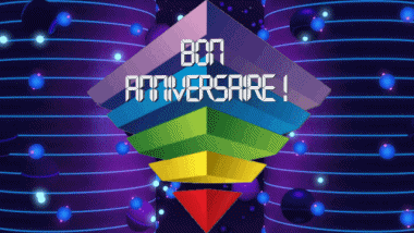 003 Fondo animado Abstrait - Géométrique Bon Anniversaire Francés Mensajes 