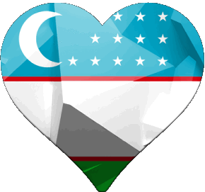 Heart Uzbekistan Asia Flags 