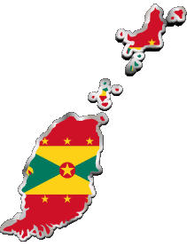 Karte Grenada-Inseln Amerika Fahnen 