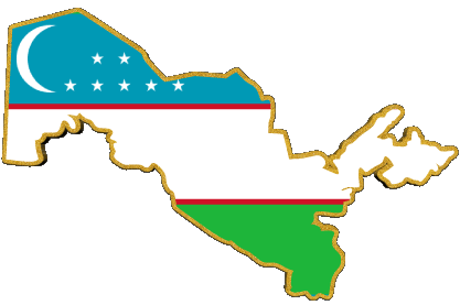 Karte Usbekistan Asien Fahnen 