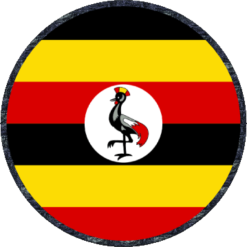 Round Uganda Africa Flags 