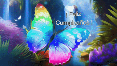 003 Sfondo animato Mariposas Feliz Cumpleaños Spagnolo Messagi 
