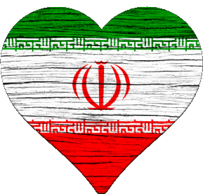 Corazón Irán Asia Banderas 