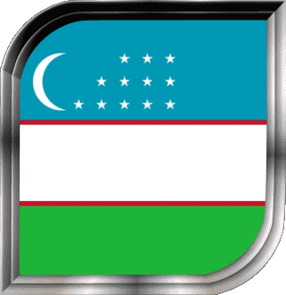 Quadrato Uzbekistan Asia Bandiere 