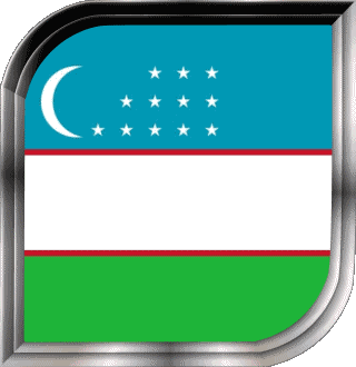 Square Uzbekistan Asia Flags 