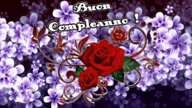 002 Animierter Hintergrund Floreale Buon Compleanno Italienisch Nachrichten 