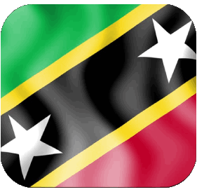 Square 2 Saint Kitts and Nevis America Flags 