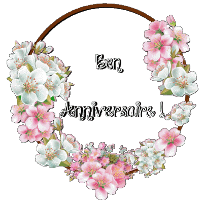 017 Fond Transparent Floral Bon Anniversaire Français Messages 