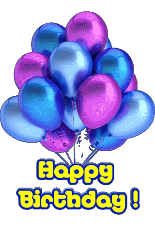 004 Balloons - Confetti Happy Birthday Anglais Messages 