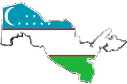 Mapa Uzbekistán Asia Banderas 