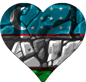 Heart Uzbekistan Asia Flags 