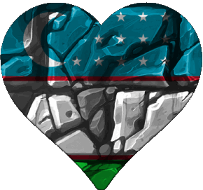 Coeur Ouzbékistan Asie Drapeaux 