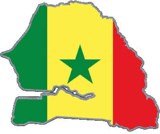 Mapa Senegal África Banderas 