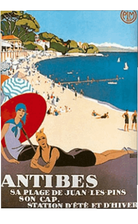 Antibes-Antibes France Cote d Azur Retro Poster - Orte KUNST Humor -  Fun 