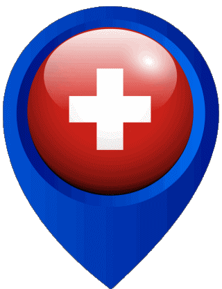 Marcador de ubicación Suiza Europa Banderas 