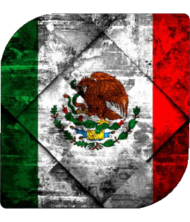 Square Mexico America Flags 