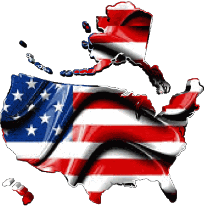 Karte U.S.A - National Amerika Fahnen 