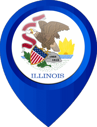 Epingle de Localisation Illinois U.S.A - Etats Amériques Drapeaux 