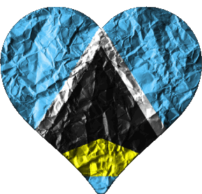 Heart St. Lucia America Flags 
