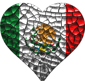 Coeur Mexique Amériques Drapeaux 