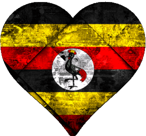 Corazón Uganda África Banderas 