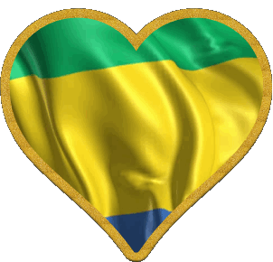 Coeur Gabon Afrique Drapeaux 