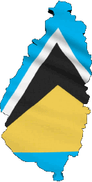 Carta Geografica Santa Lucia America Bandiere 