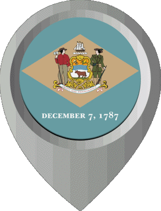 Marcador de ubicación Delaware U.S.A - Estados América Banderas 