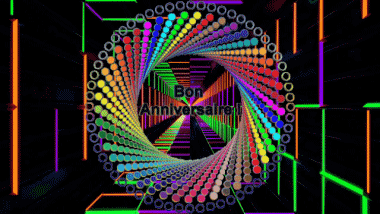 001 Animierter Hintergrund Abstrait - Géométrique Bon Anniversaire Französisch Nachrichten 